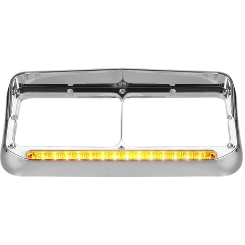 Image of Partsam Chrome Headlight Bezels With Clear/Amber LED Light Strip
