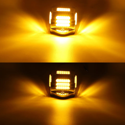 Image of Partsam 5Pcs Replacement for Square Kenworth Cab Marker Lights 48 LED, Amber LED Flat line Square Cab Light Assembly with Chrome Plastic Housing for Kenworth/Peterbilt/Freightliner