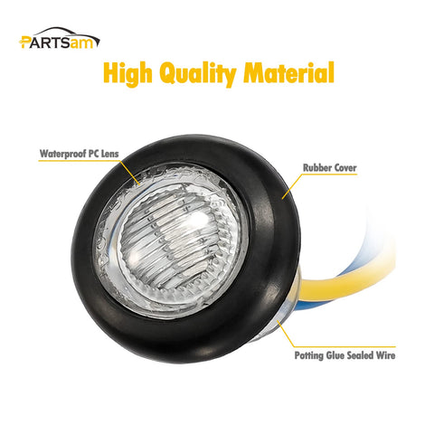 Image of Partsam 2Pcs 3/4" Round LED Marker Light Amber to Blue Auxiliary Light Dual Revolution Side Marker Clearance Light Turn Signal Indicators Grommet Bullet Light for Trailer Truck Camper RV