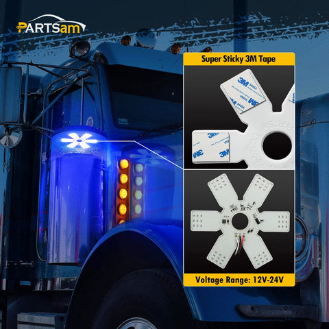 Image of Partsam LED Air Cleaner Light 7.8" Inch  for Truck Trailer (Blue)