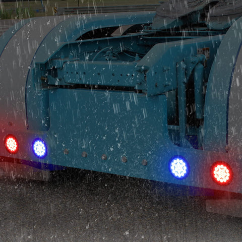 Image of Partsam 2Pcs 4 Inch Dual Revolution Round Red Stop Turn Tail Lights to Blue Auxiliary Lights