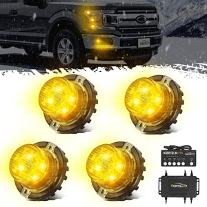 Partsam Amber LED Hideaway Strobe Lights For Cars Trucks Vehicles
