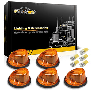 Partsam 5X Cab Marker Light Marker 1313A Amber Lens + 5X Amber T10 LED Bulbs + Base Compatible with /Dually Suburban Blazer C1500 C2500 C3500 K1500 K2500 K3500 1969 - 1987 Pickup Trucks