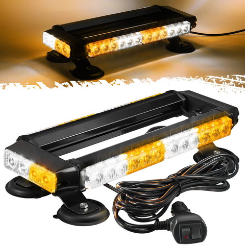 Image of Partsam White Amber LED Rooftop Emergency Strobe Lights