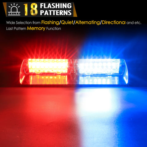 Image of Partsam Red Blue LED Windshield Emergency Strobe Lights