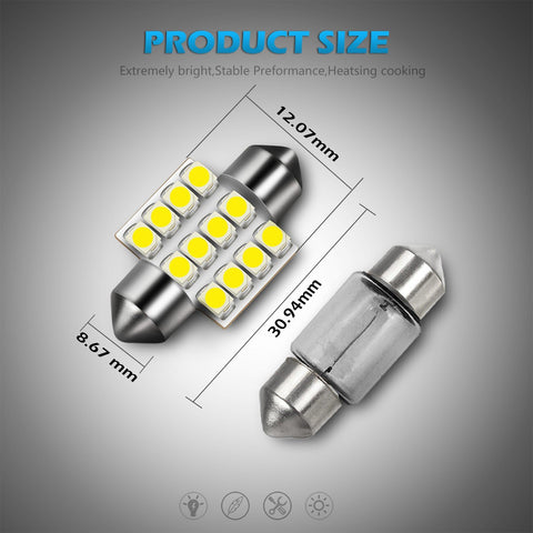 Image of Partsam DE3175 31mm Festoon LED Bulbs White, DE3175 DE3021 LED Car Interior Dome Lights Bulbs Super Bright 6000K Error Free for Truck Dome Map Door Courtesy Trunk Lights, 8 Pack