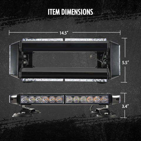 Image of Partsam White Amber LED Rooftop Emergency Strobe Lights