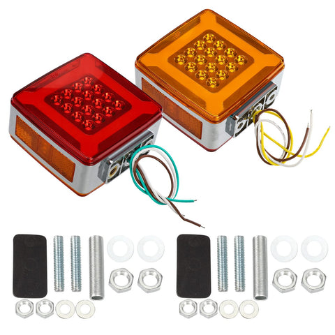 Image of Partsam Pair Double Face Square Pedestal Fender Turn Signal Lights