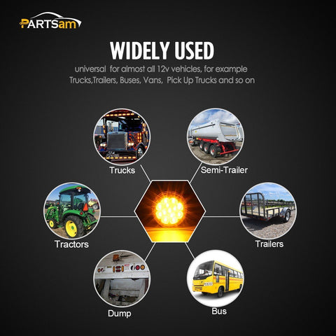 Image of Partsam 36Pcs 2.5" Round Led Clearance and Side Marker Lights Kit 13 Diodes (24Pcs Amber+ 12 pcs Red)Truck Trailer Rv Flush Mount Waterproof 12V Sealed, 2.5 Round Led Marker Lights