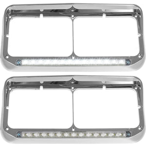 Partsam 2x Headlight Bezels for Kenworth Peterbilt Western Star Freightliner Semi Trucks