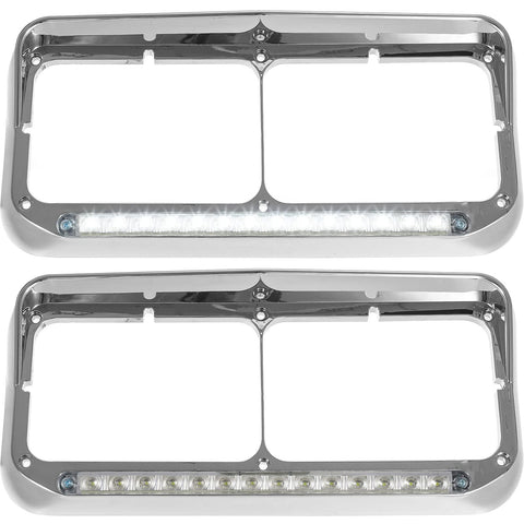 Image of Partsam 2x Headlight Bezels for Kenworth Peterbilt Western Star Freightliner Semi Trucks