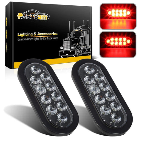 Image of 6 Inch Oval Red Led Trailer Tail Lights for RV Trucks