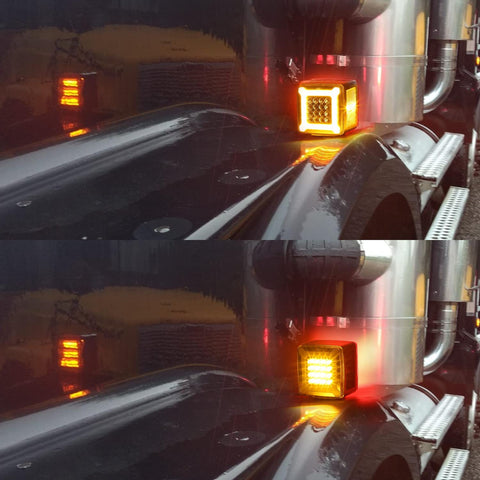 Image of Partsam Pair Double Face Square Pedestal Fender Turn Signal Lights