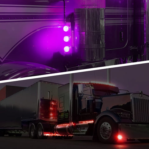 Image of Partsam Dual Revolution Red Led Watermelon Light for Semi Truck