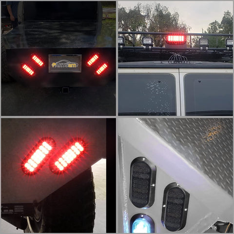 Image of Partsam 2Pcs 6.5" Oval Red Led Trailer Tail Lights w Red Reflector Flange Mount