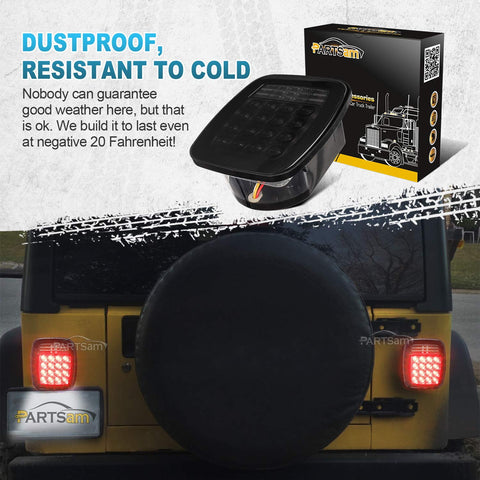 Image of Partsam Smoked Square LED Signal Tail Lights for Jeep