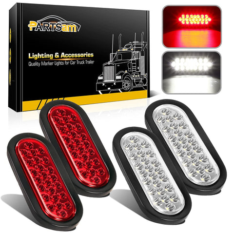 Image of 6" LED Oval Stop Turn Tail Lights Brake Backup Reverse Light Kits for Truck Trailer Bus RV Camper