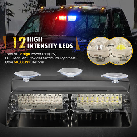 Image of Partsam Red Blue LED Windshield Emergency Strobe Lights