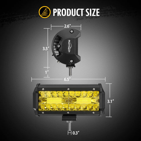 Image of Partsam Amber 12000LM Triple Rows Fog Lights for ATV UTV SUV Trucks