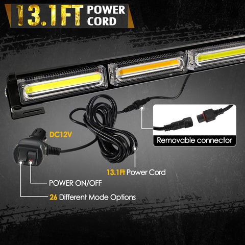 Image of Partsam 35" LED Emergency Hazard Warning Light Bar for SUV ATV UTV Cars