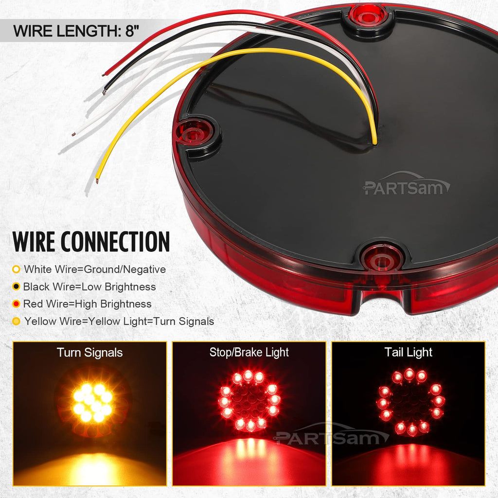 Partsam 2x 7 Round Stop Turn Tail Lights for Bus Truck Camper