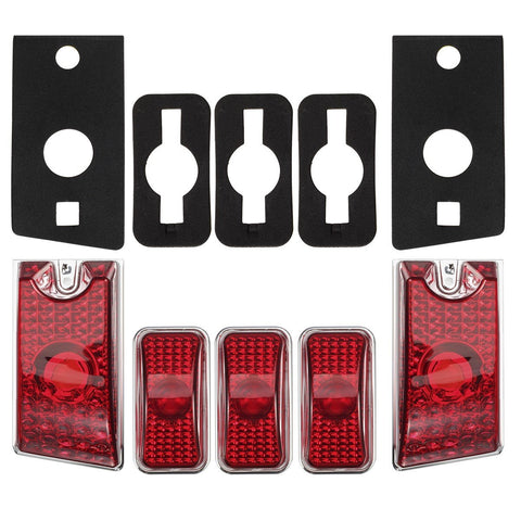 Image of Partsam 5Pcs Rear Red Cab Roof Lights Kit Compatible with Hummer H2 Cab Roof Lights Cover Lens 2003-2009 and Hummer H2 SUT Cab Roof Top Clearance Marker Lights Lamps 2005-2009 w/ T10 Halogen Bulbs