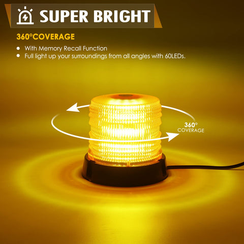 Image of Partsam Amber LED Beacon Lights for Cars Forklifts RVs Boats