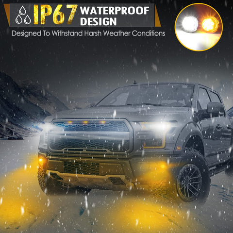 Image of Partsam Amber White LED Hazard Warning Grille Safety Emergency Lights