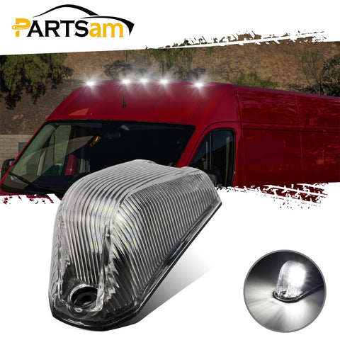 Image of Partsam 5Pcs Clear Lens White LED Light Front Cab Marker Lights Top Roof Lights For Ram ProMaster 2014 2015 2016 2017