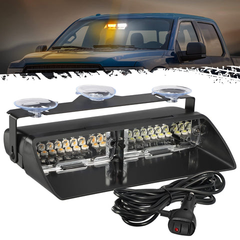 Image of Partsam Amber White LED Windshield Dash Deck Emergency Strobe Lights