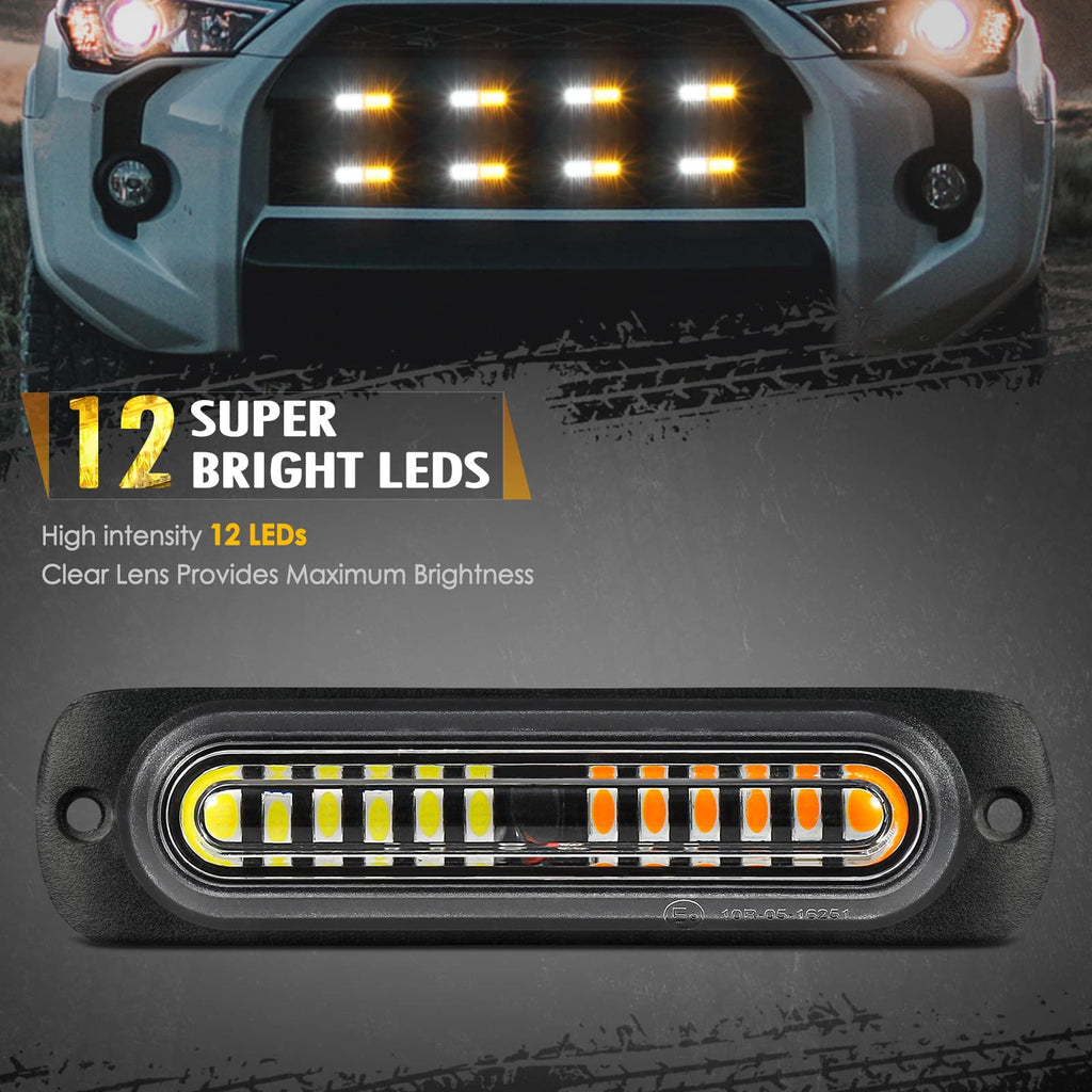 Partsam LED Emergency White Amber Strobe Lights