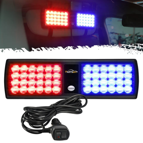 Image of Partsam Red/Blue 48LED Visor Emergency Strobe Lights