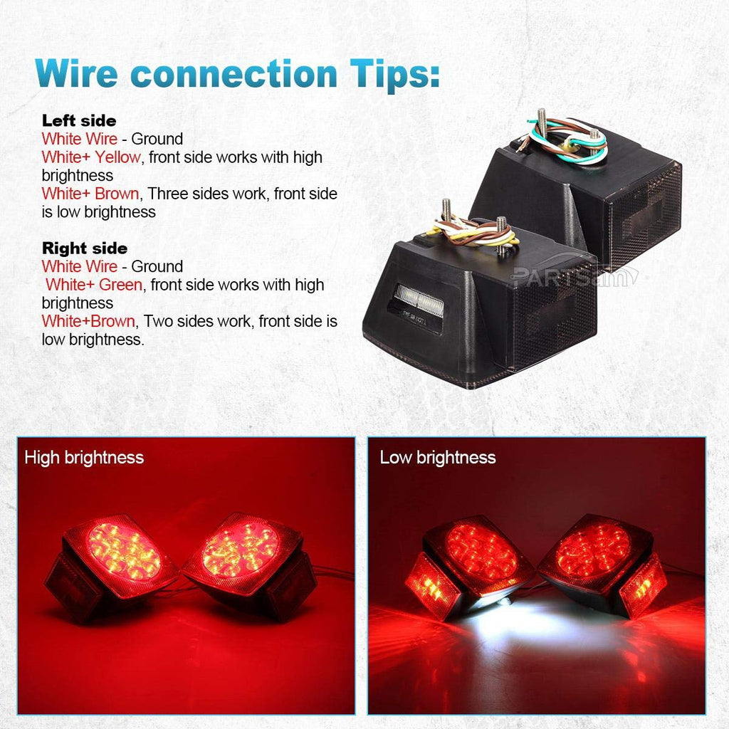 Partsam Submersible Square Led Trailer Lights DOT Compliant