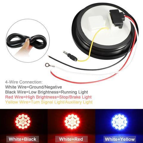 Image of Partsam 2Pcs 4 Inch Dual Revolution Round Red Stop Turn Tail Lights to Blue Auxiliary Lights