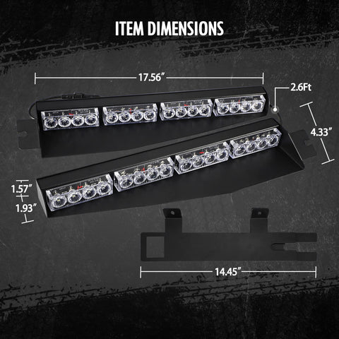 Image of Partsam LED Visor Strobe Light Bar Flashing Modes Firefighter Lights