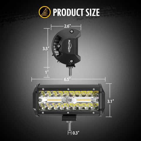 Image of Partsam 120W LED Light Bar Strobe Lights for Offroad Pickup Trucks