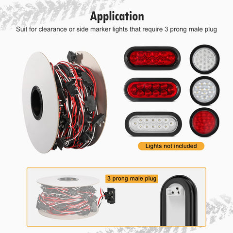 Image of Partsam Continuous 3 Prong Right Angle Plug Wire Harness