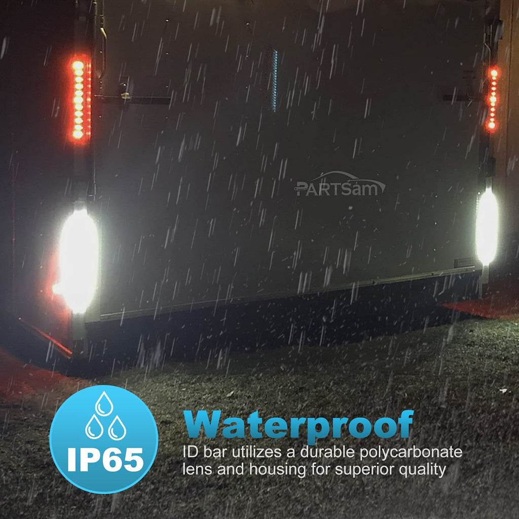 Partsam 2PCS 17" White 23LED Surface Mount Truck Reverse Backup Tail Light Bars Waterproof