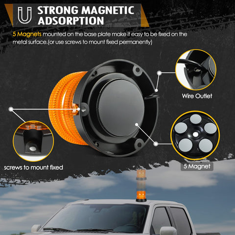 Image of Partsam Amber LED Beacon Lights for Cars Forklifts RVs Boats
