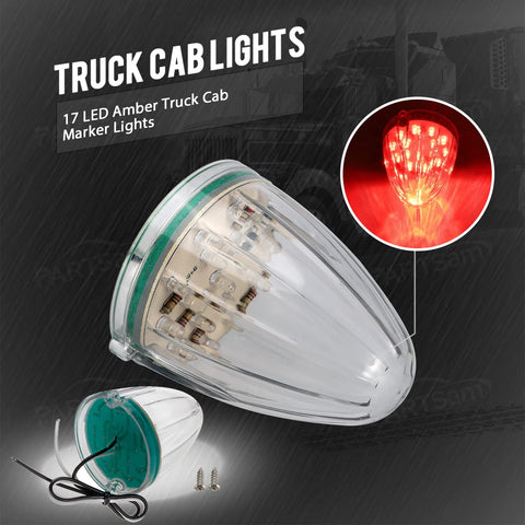 Image of Partsam 5Pcs 17 LED Red Cab Top Roof Marker LED Runing Light Replacement For Kenworth Peterbilt Freightliner Mack Heavy Duty Trucks Waterproof Front Head Indicator Signal Light