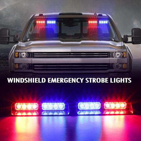 Image of Partsam 2 in 1 Red Blue LED Dash Emergency Strobe Lights