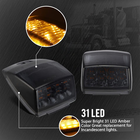 Image of Partsam 5Pcs Smoked Lens Amber 17 LED Cab Marker Top Roof Light Assembly Compatible with Kenworth/Peterbilt/Freightliner/Mack/International Paccar Semi Truck Trailer