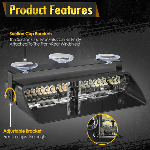 Image of Partsam Amber White LED Windshield Dash Deck Emergency Strobe Lights