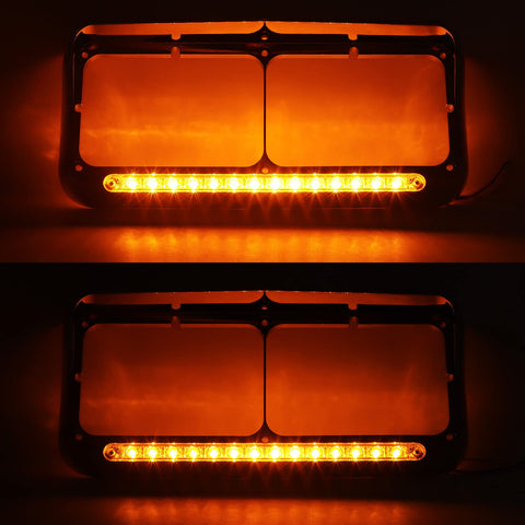 Image of Partsam Chrome Headlight Bezels With Clear/Amber LED Light Strip