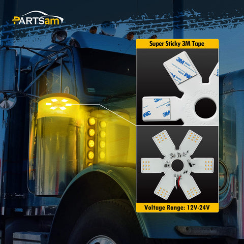 Image of Partsam LED Air Cleaner Light 7.8" Inch for Peterbilt Kenworth Freightliner Mack