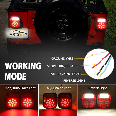 Image of Partsam Jeep Tail Lights Lamps for 1979-2006 Wrangler TJ YJ CJ5 CJ7