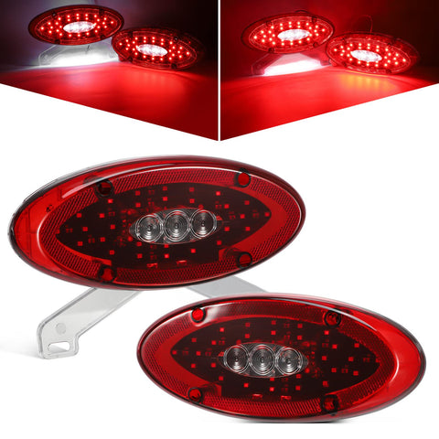 Image of Partsam Pair 9.5" Red Led Oval Combination RV Tail Lights