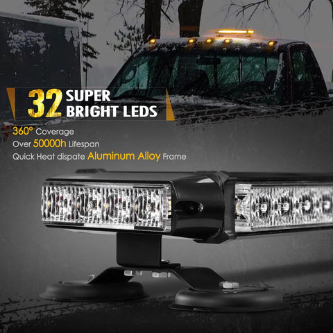 Image of Partsam White Amber LED Rooftop Emergency Strobe Lights