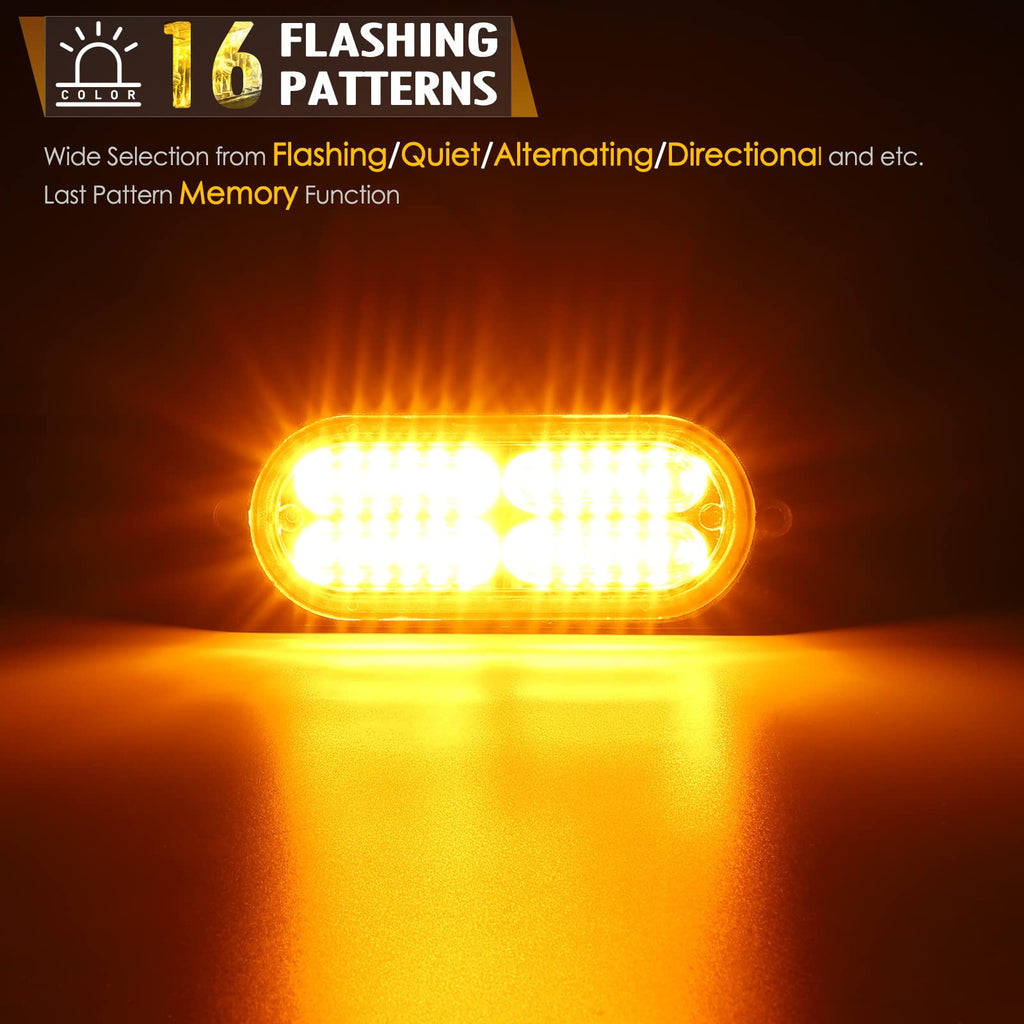 Partsam LED Oval Emergency Amber Strobe Lights Kit