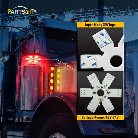 Image of Partsam LED Air Breather Lights for Freightliner (Red)